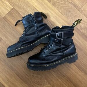Dr. Martens 1460 ALT - Chunky Sole - Black Double Buckle Zipper Boots - 8M/9L